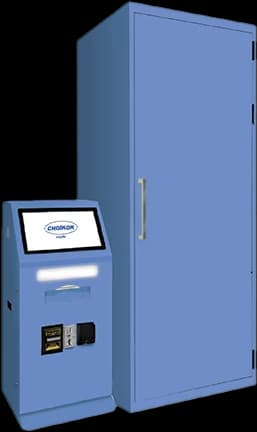 High Angle photo booth in blue with overhead camera
