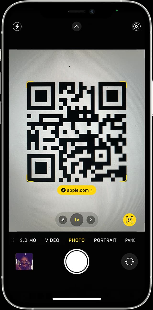 Phone scanning a QR code