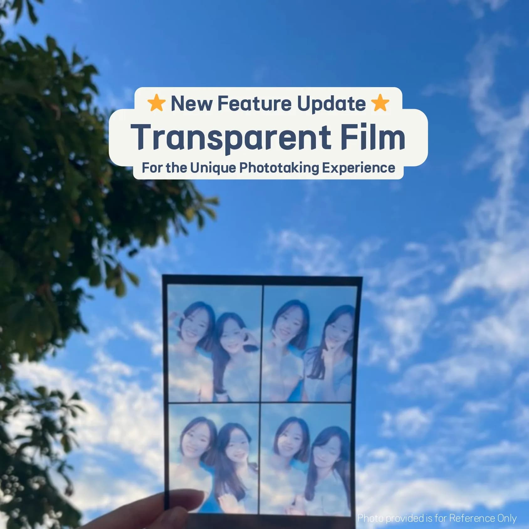 Photo booth transparent film